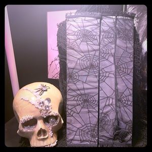 New Gothic Spiderweb Fingerless Gloves Black